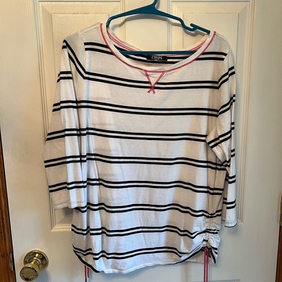 Chaps Striped Casual Top - Picture 1 of 7